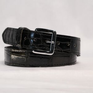 Alligator Classic Black Leather Belt