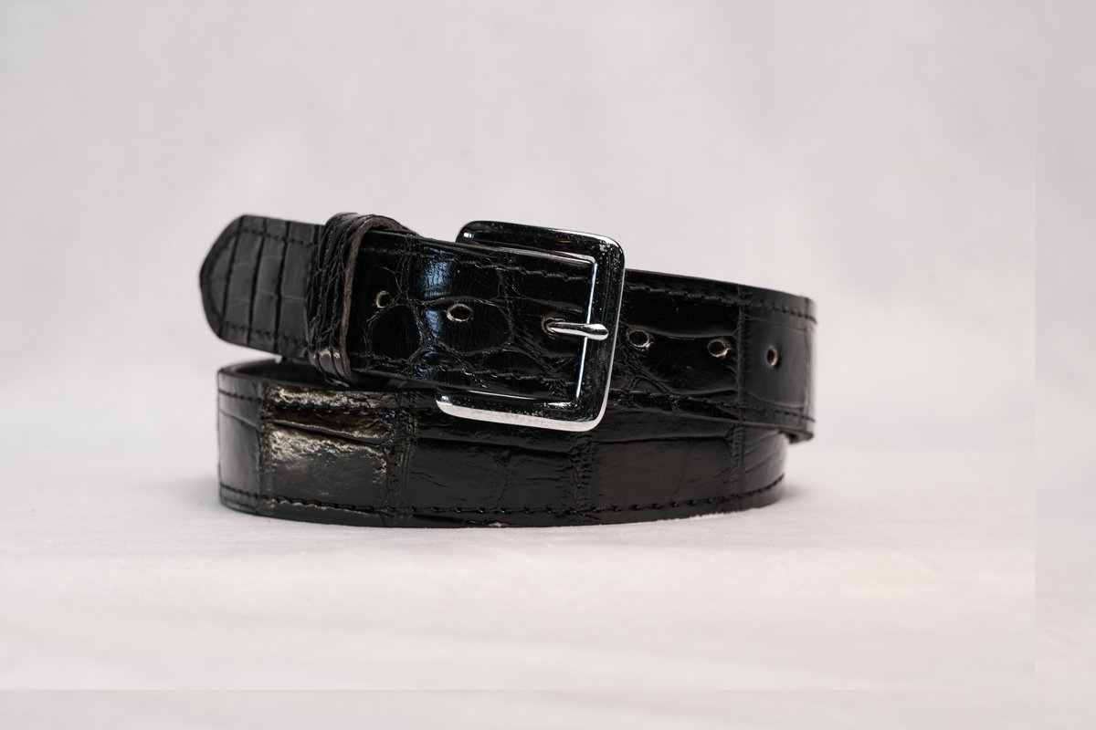 Alligator Classic Black Leather Belt