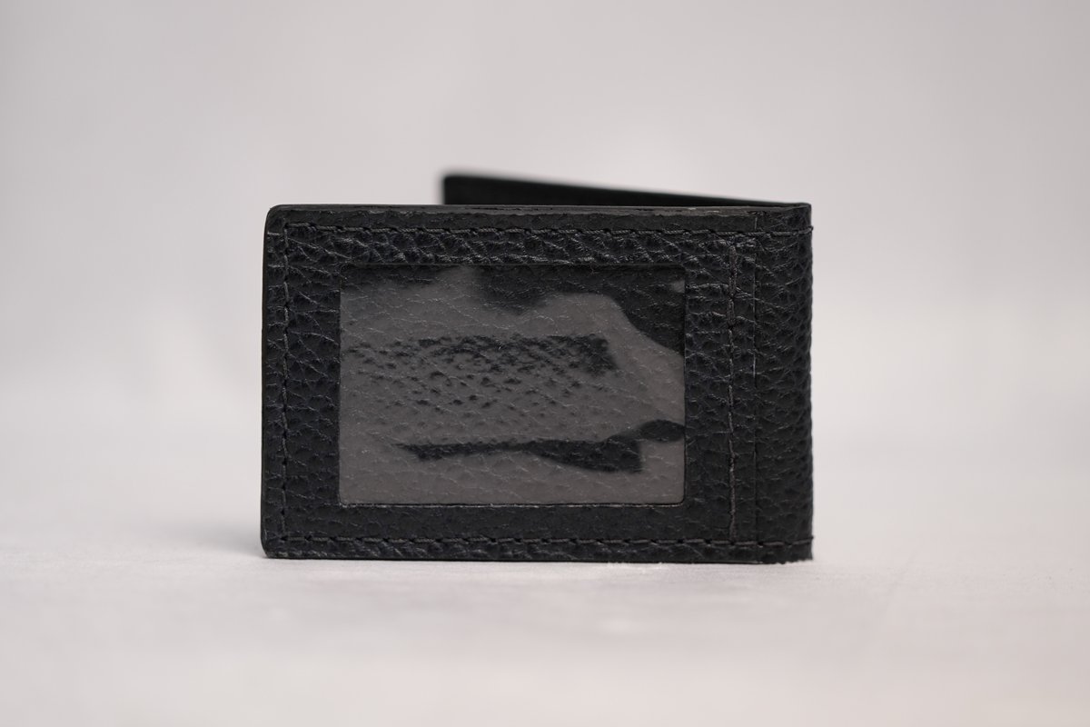 Water Buffalo Standard Black Leather Money Clip Bifold - Image 2