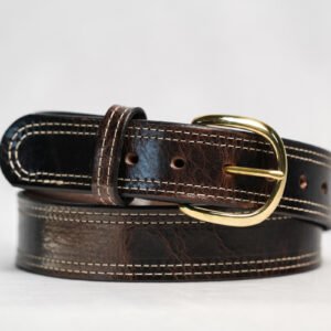 Brown Double Stitch Leather Belt