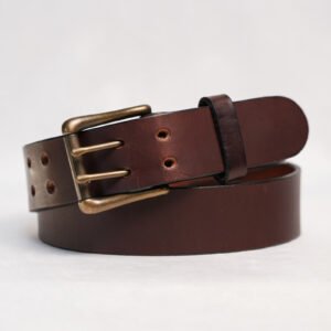 Double Prong Standard Brown Leather Belt