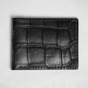 Black Gator Leather Bifold Wallet