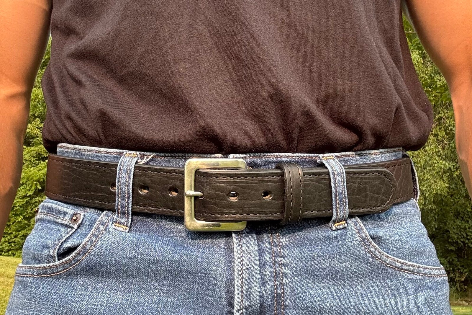 Bison Black Premium Heavy Leather Belt - Image 4