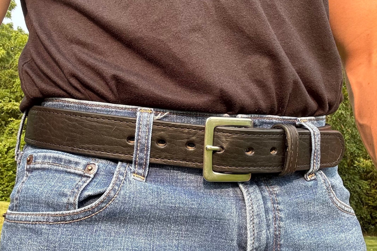 Bison Black Premium Heavy Leather Belt - Image 3