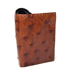 Ostrich Light Brown Leather Trifold