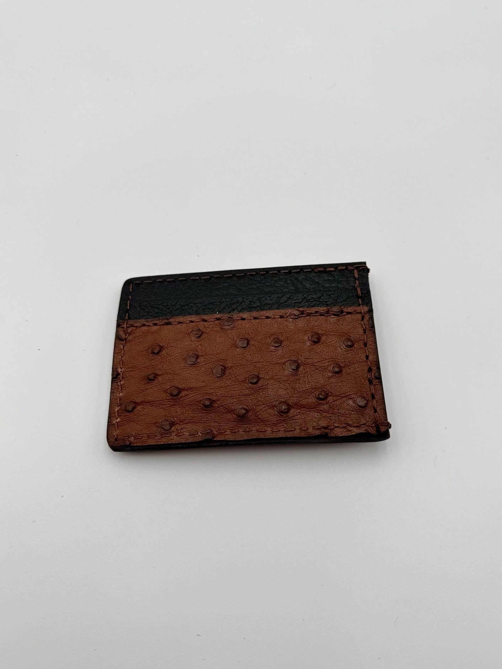 Ostrich Brown Leather Money Clip Wallet - Image 4