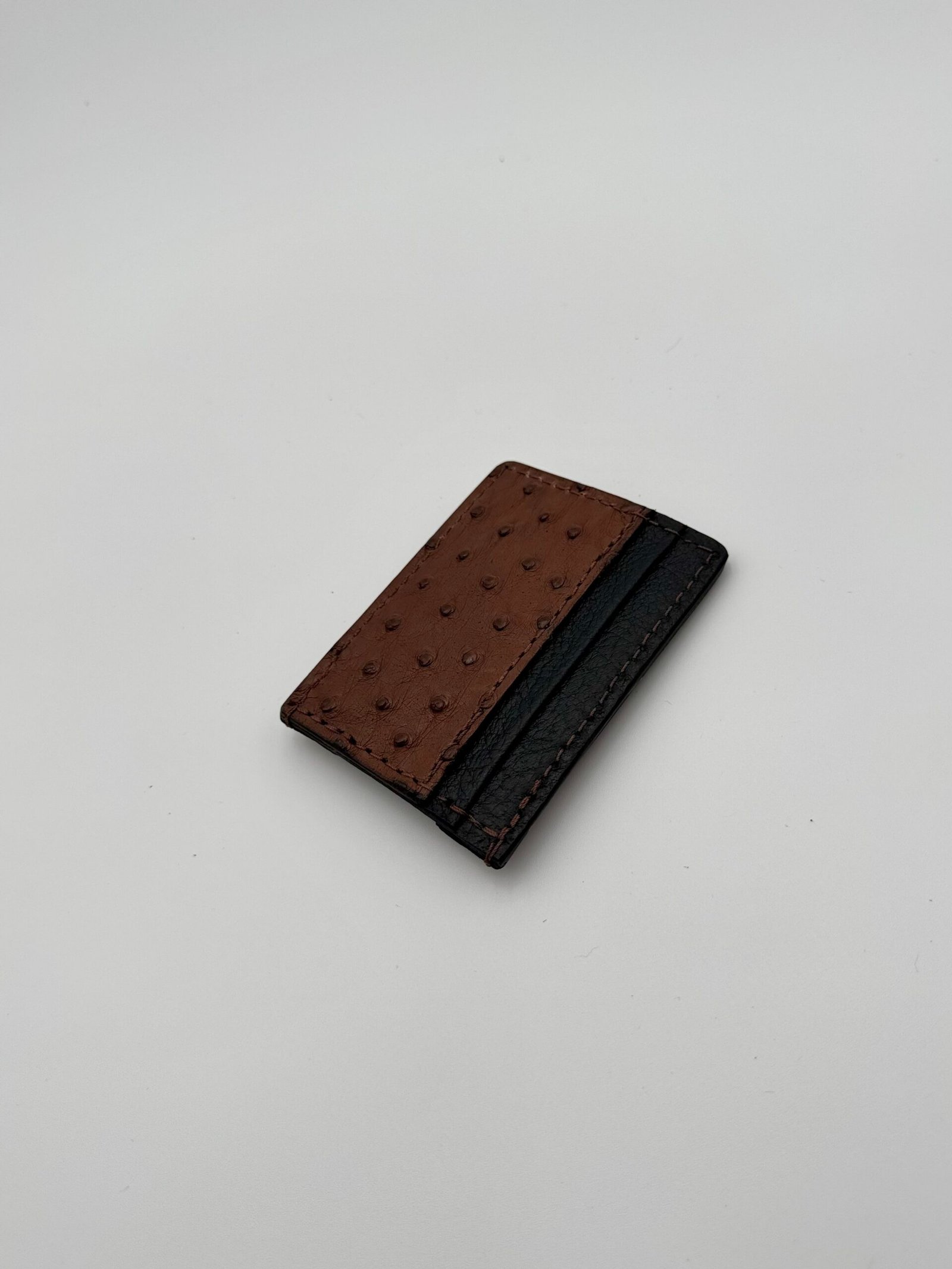 Ostrich Brown Leather Money Clip Wallet - Image 3