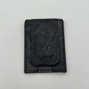 Elephant Black Leather Money Clip Wallet
