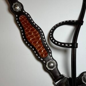 Cognac Gator Leather Breast Collar & Headstall
