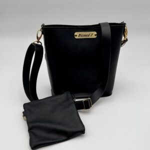 Black Leather Crossbody Bag & Small Accessory Bag