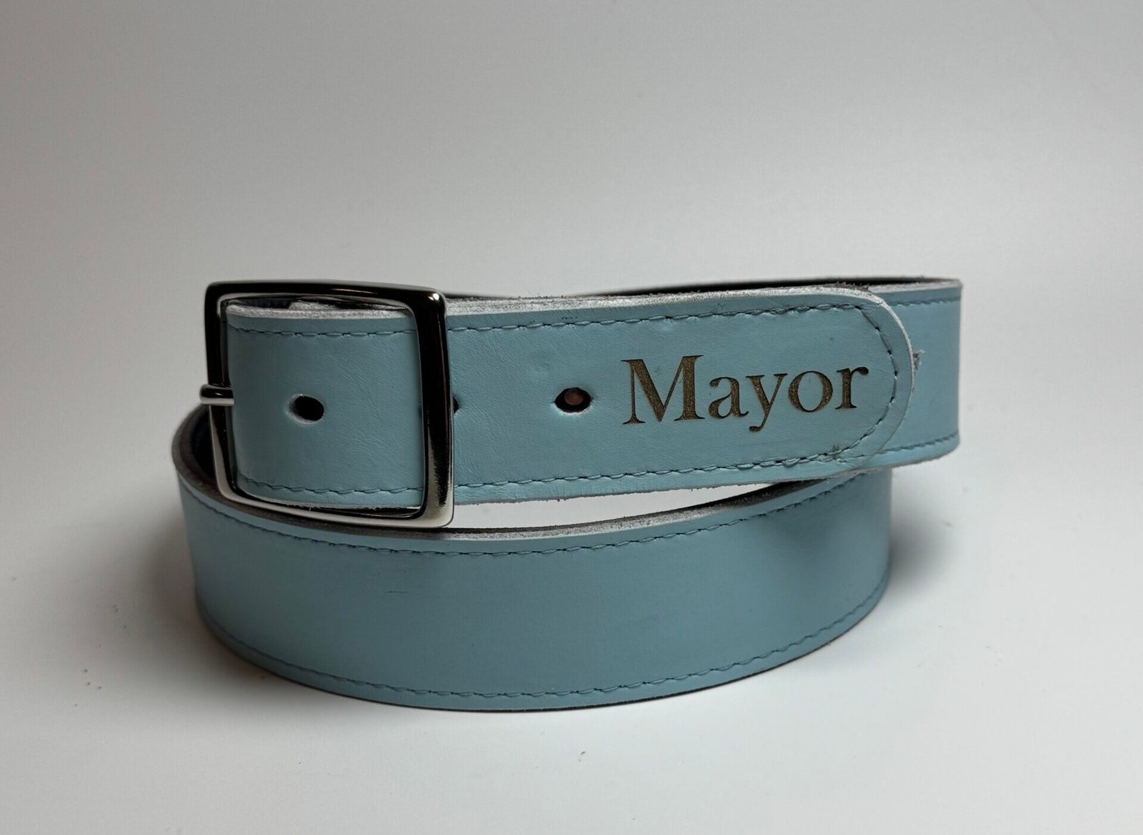 Baby Blue Leather Sports Belt