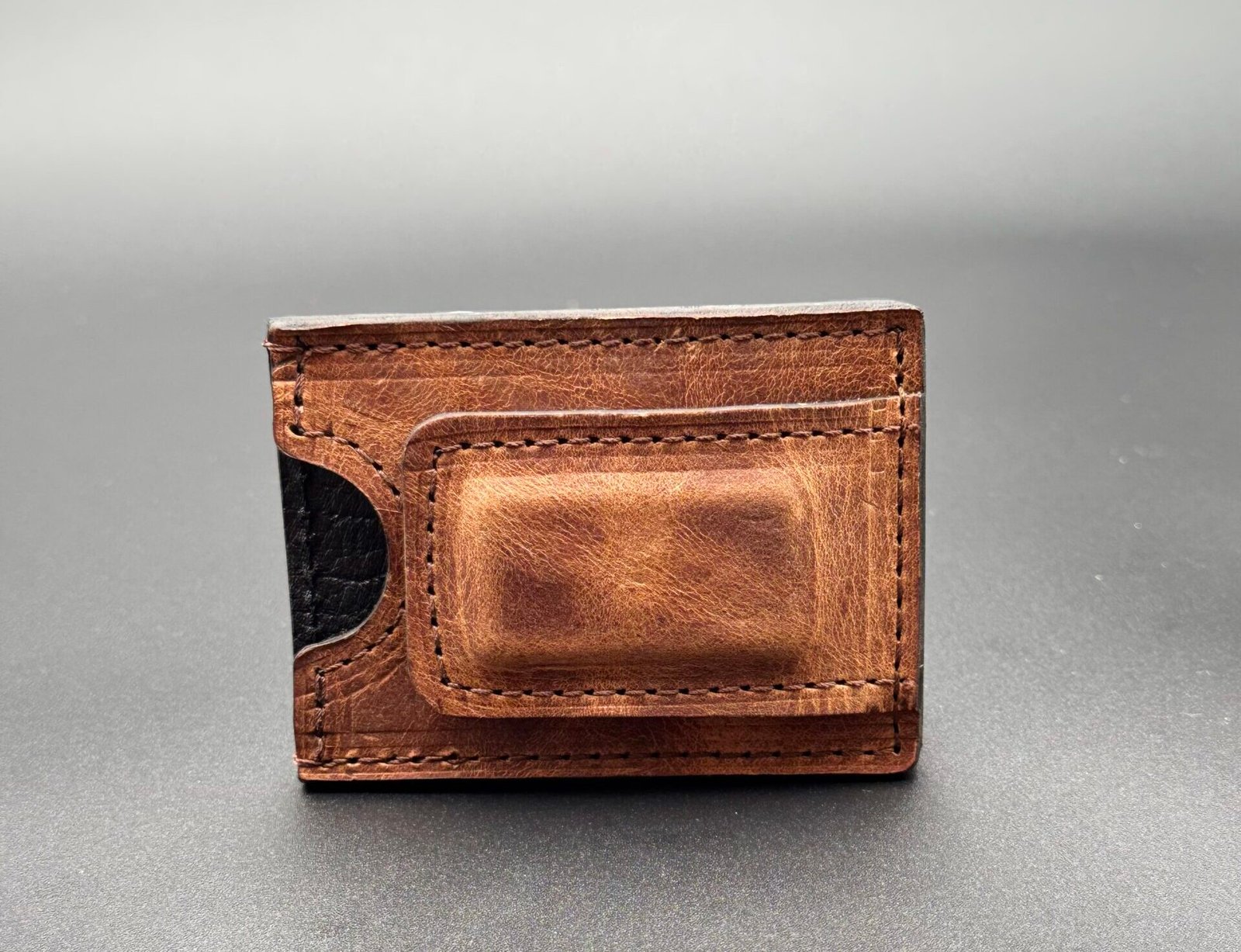 Water Buffalo Light Brown Leather Money Clip Wallet