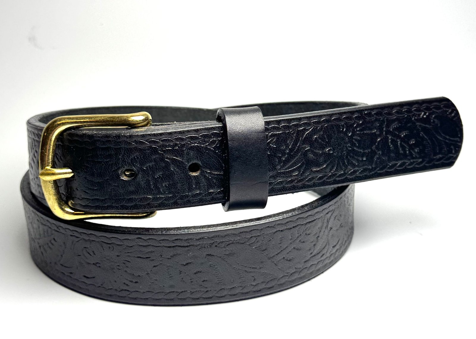 Black Floral Leather Belt - Image 2