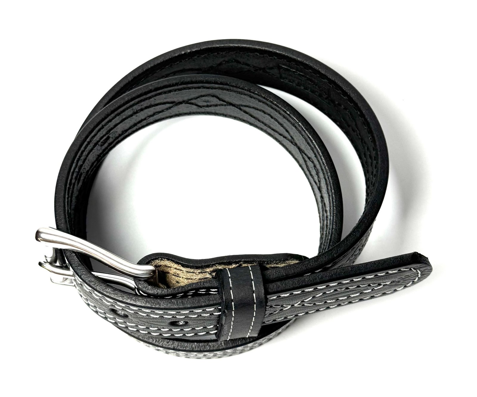 Black Figure 8 Stitch Leather Belt - Image 5