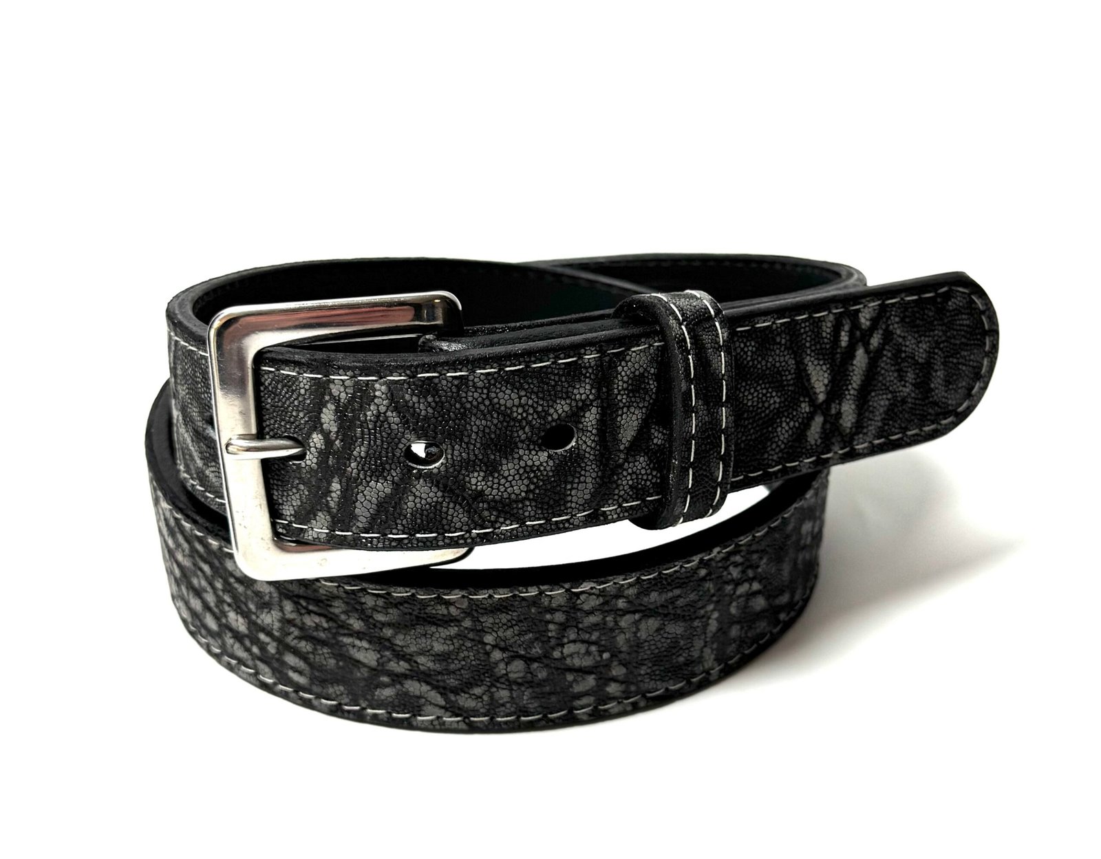 Elephant Grey Leather Belt