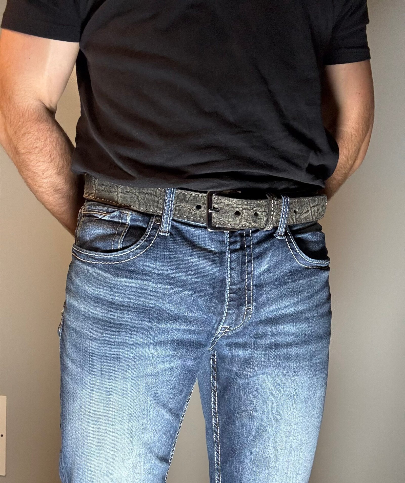Elephant Grey Leather Belt - Image 3