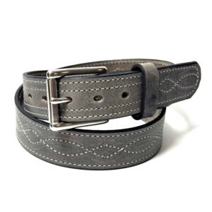 Grey Figure 8 Stitch Leather Belt