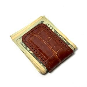 Cognac Alligator Leather Cash Clip – Card Holder
