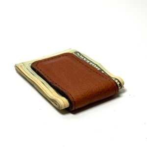 Brown Bison Leather Cash Clip – Card Holder