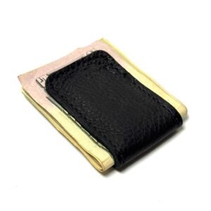 Black Bison Leather Cash Clip – Card Holder