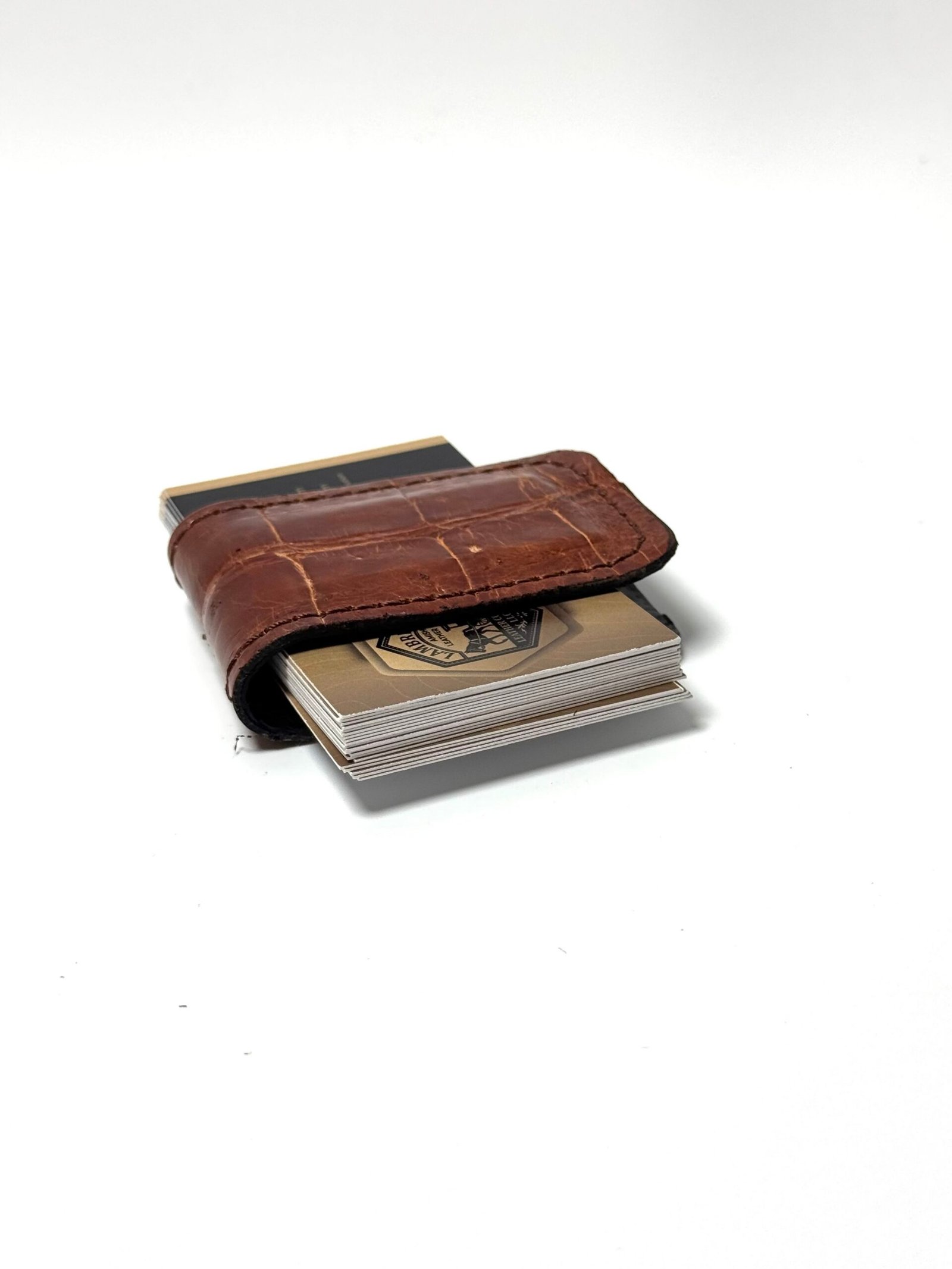 Cognac Alligator Leather Cash Clip – Card Holder - Image 2