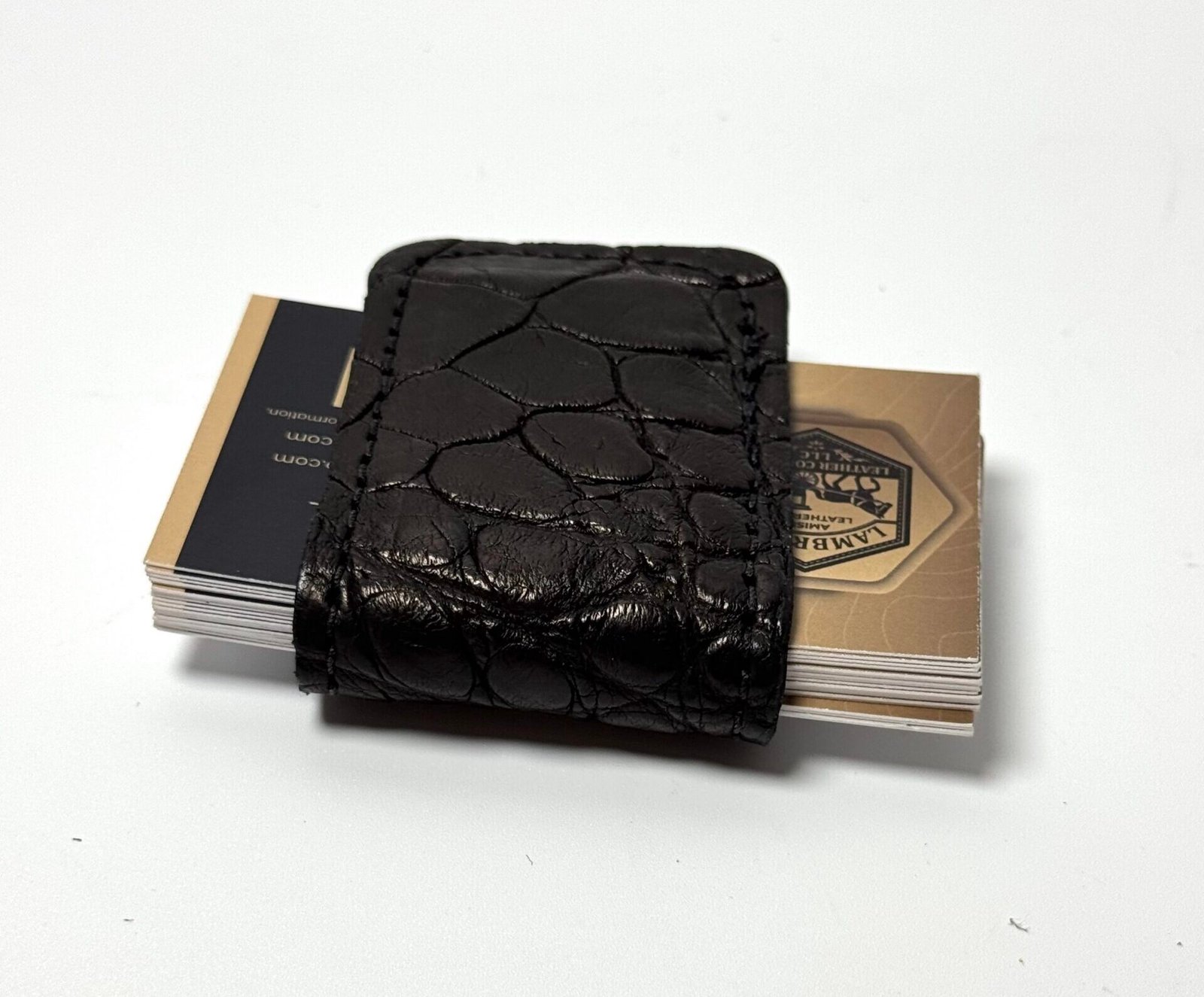 Black Alligator Leather Cash Clip – Card Holder - Image 4