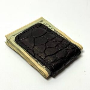 Black Alligator Leather Cash Clip – Card Holder