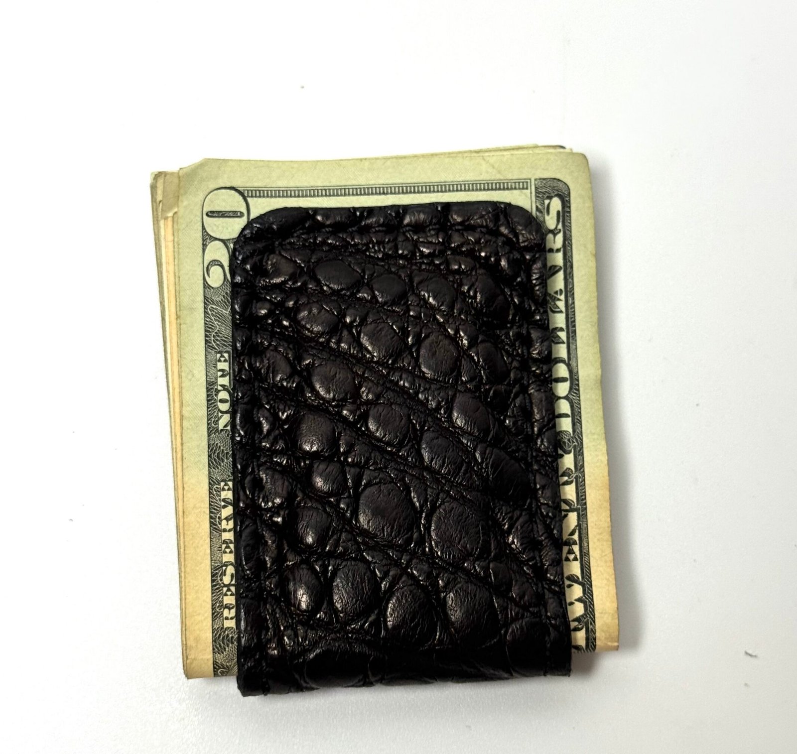 Black Alligator Leather Cash Clip – Card Holder - Image 3
