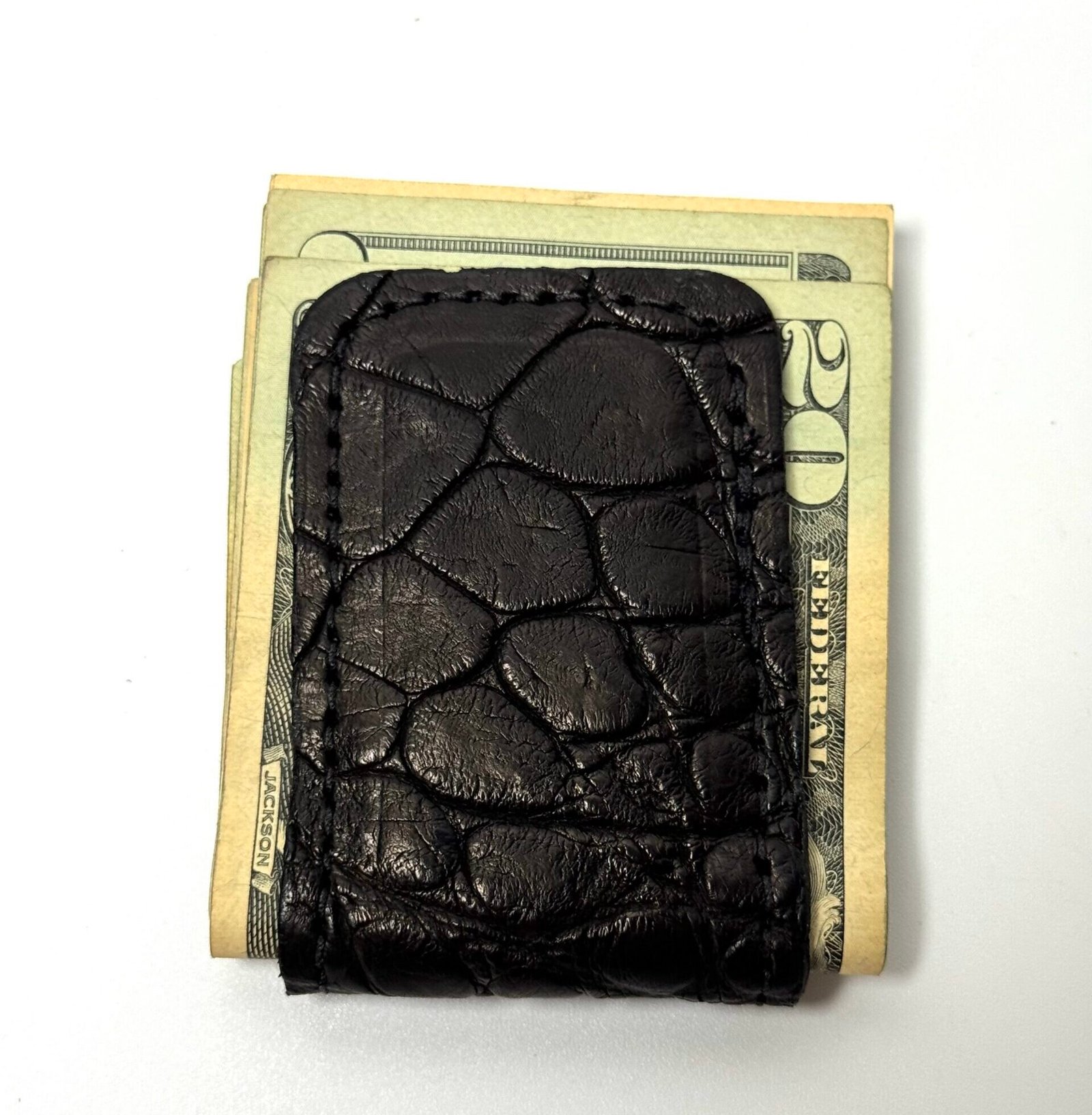 Black Alligator Leather Cash Clip – Card Holder - Image 5