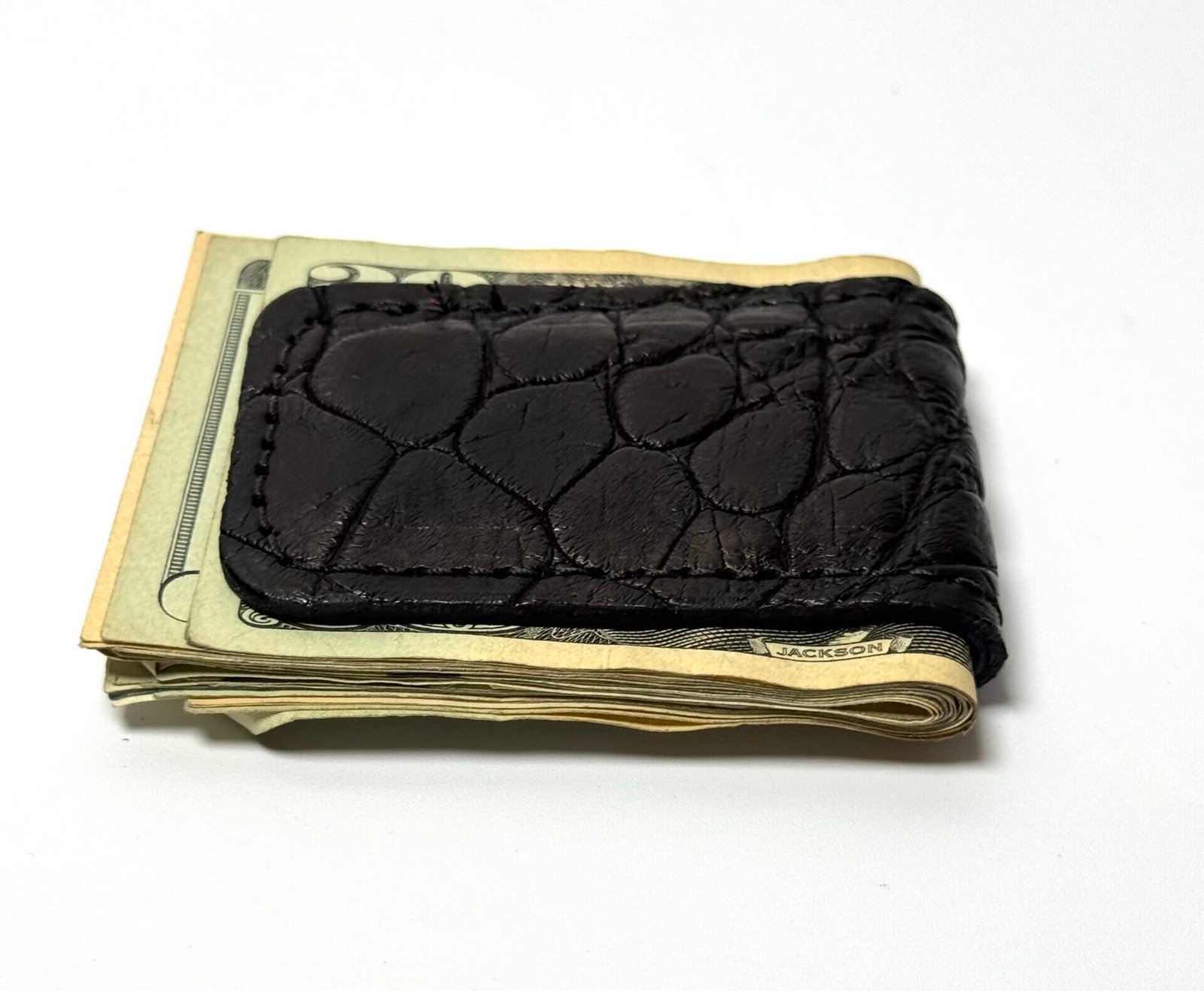 Black Alligator Leather Cash Clip – Card Holder - Image 6