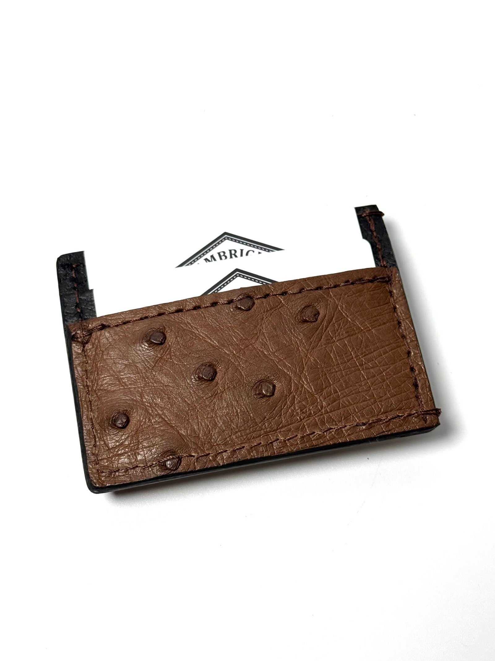 Ostrich Brown Leather Money Clip Wallet - Image 7