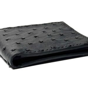 Ostrich Black Leather Bifold
