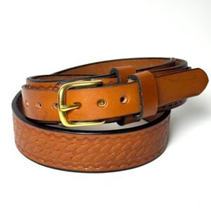 Basket Weave Light Brown Leather Ranger Belt