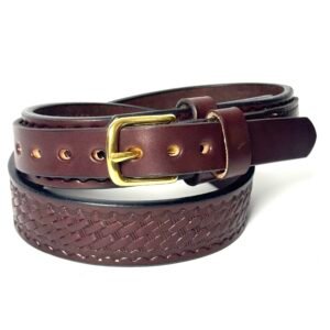 Brown Basket Weave Leather Ranger Belt