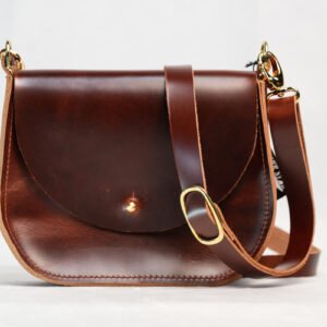 Small Round Bottom Brown Leather Purse