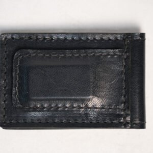 Water Buffalo Standard Black Leather Money Clip Bifold