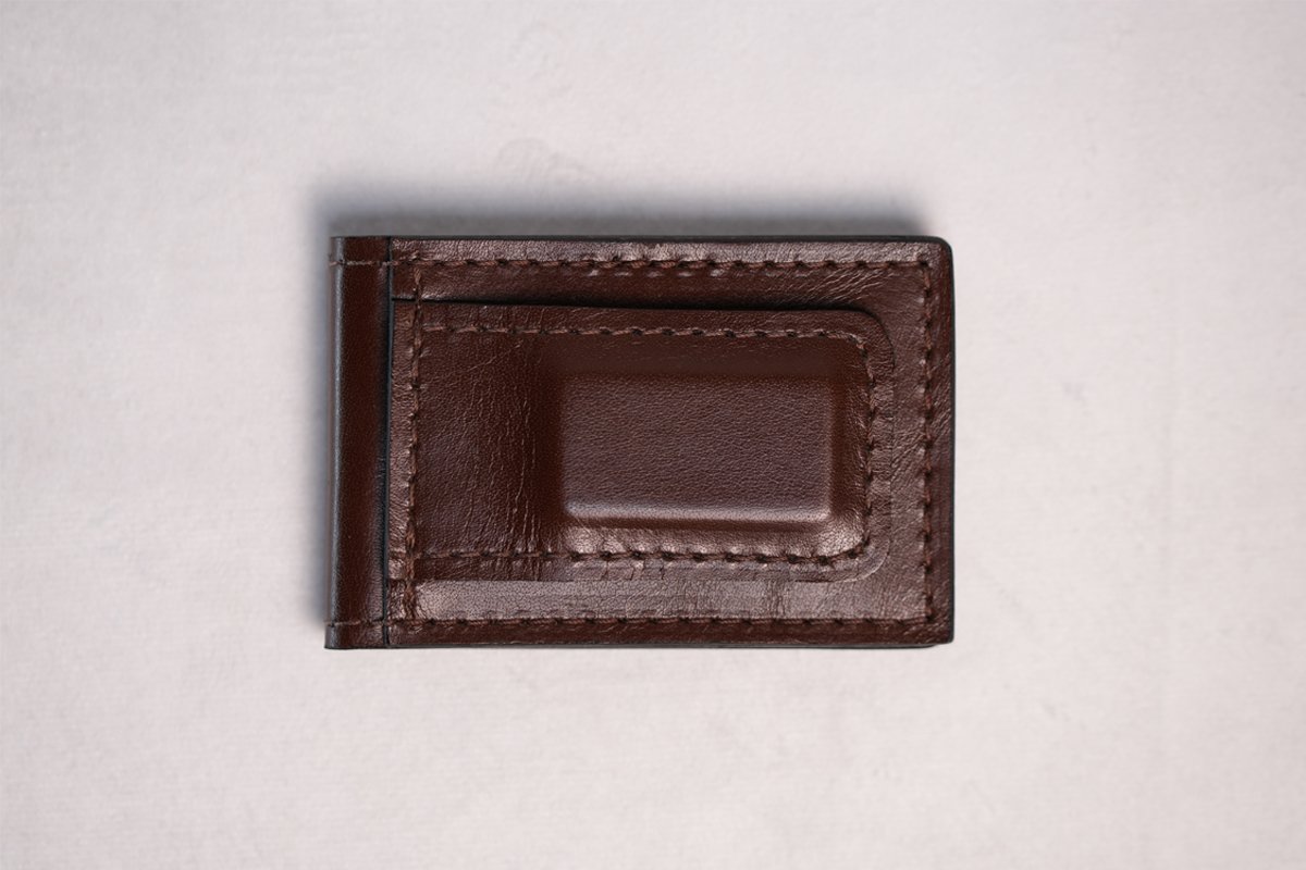Water Buffalo Standard Brown Leather Money Clip Bifold