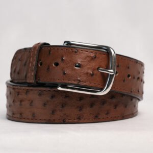 Brown Ostrich Leather Belt – Handmade Exotic Full Grain Belt (USA Made)