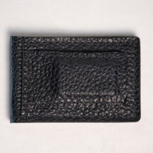 Bison Black Leather Money Clip Bifold