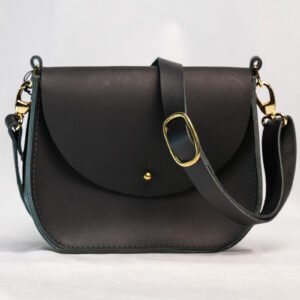 Small Round Bottom Black Leather Purse