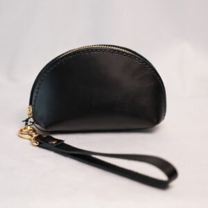 Black Leather Taco Design Purse
