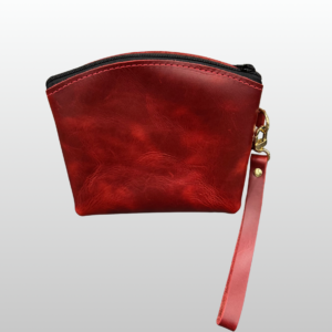 Red Round Top Leather Purse