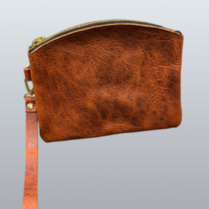 Light Bown Round Top Leather Purse