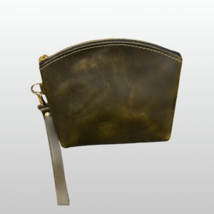Green Round Top Leather Purse