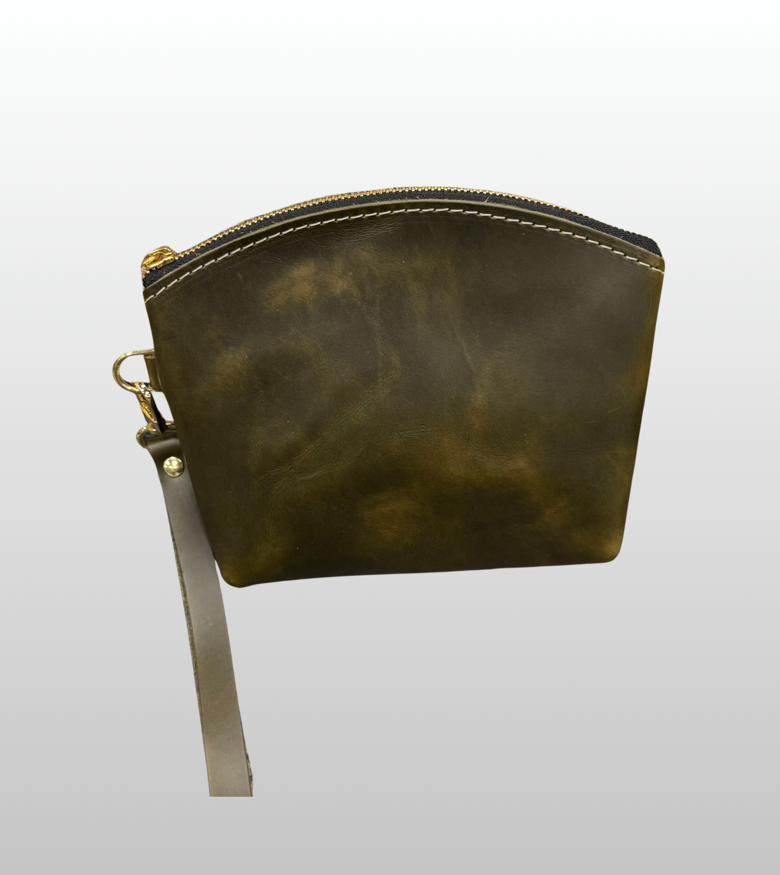 Green Round Top Leather Purse