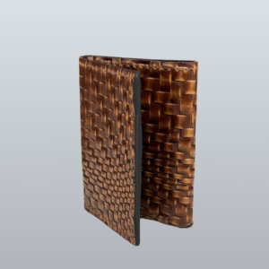 Basket Weave Brown Leather Trifold