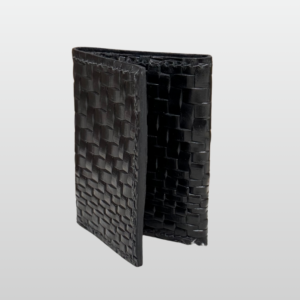 Basket Weave Black Leather Trifold