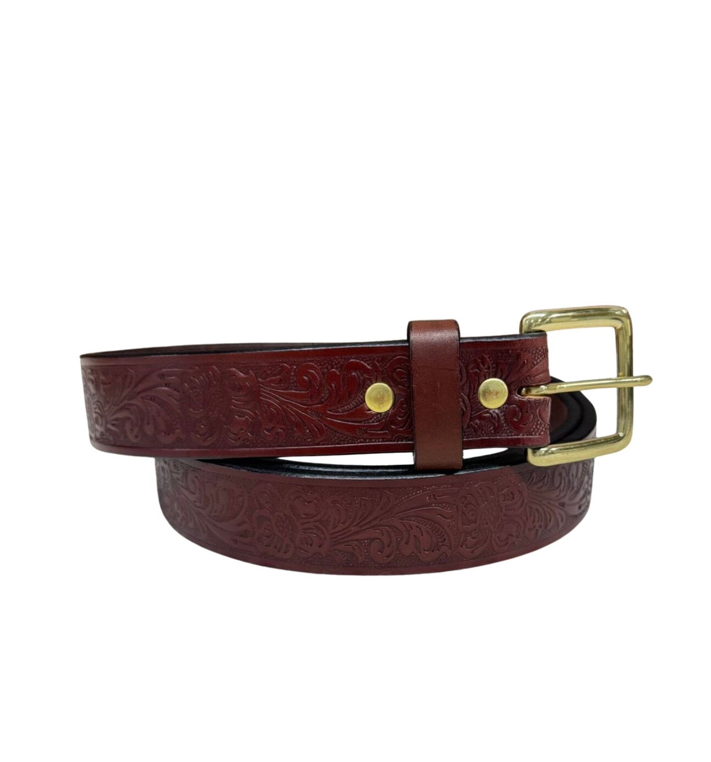 Brown Floral Design Leather Belt - Image 6