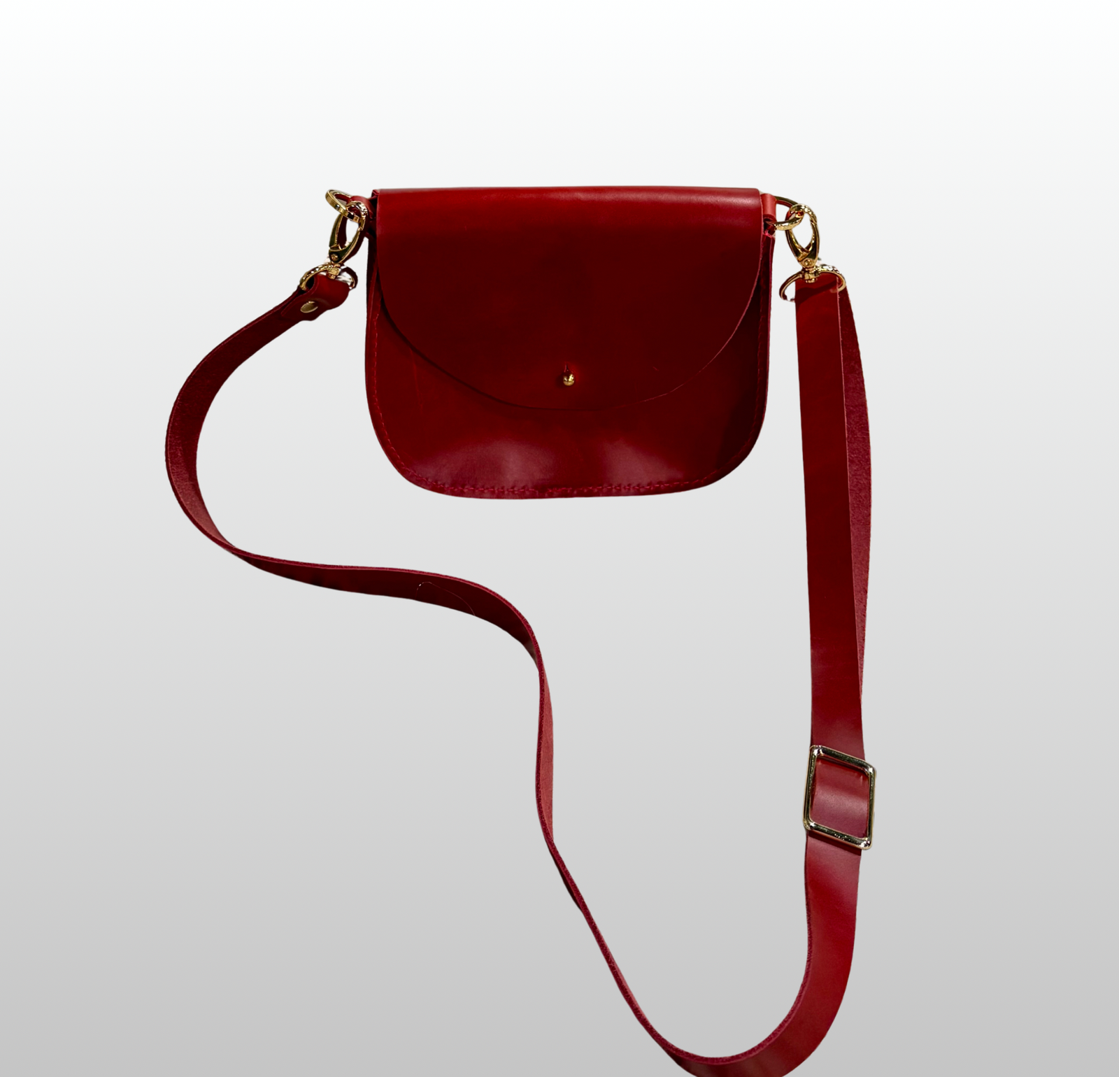 Red Small Round Bottom Leather Purse