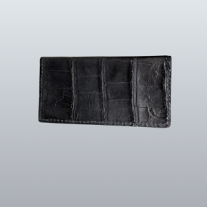 Black Gator Leather Checkbook Cover – Handmade Exotic Leather Checkbook Wallet